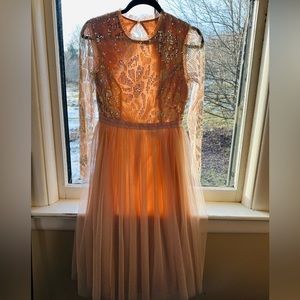 Needle & Thread rose quartz midi dress